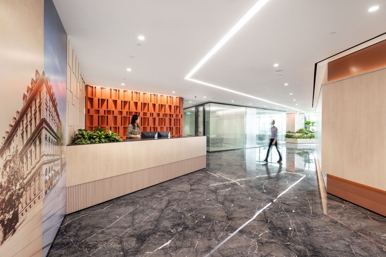 julius baer reception desk at changi business park
