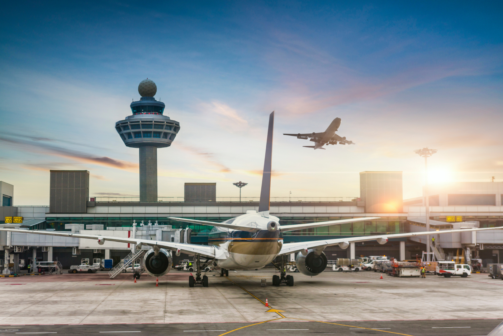 parked aeroplane at singapore changi airport