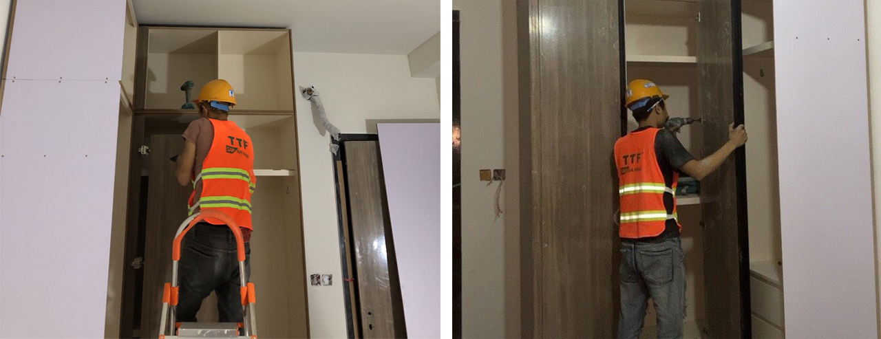 Tiếp tục quá trình lắp đặt nội thất trong căn hộ